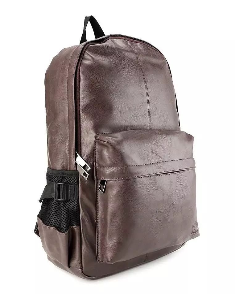 Distressed Leather Mesh Backpack