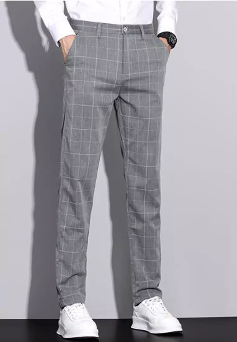 Checked Slim Fit Suit Pants