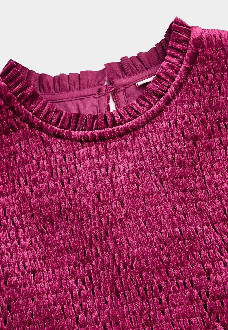 Sue Red Smocked Velvet Dress