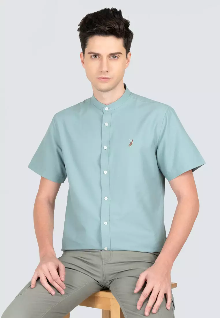 Polo Haus - Men’s Cotton Mix Signature Fit Mandarin Collar Short Sleeve MBSSE003