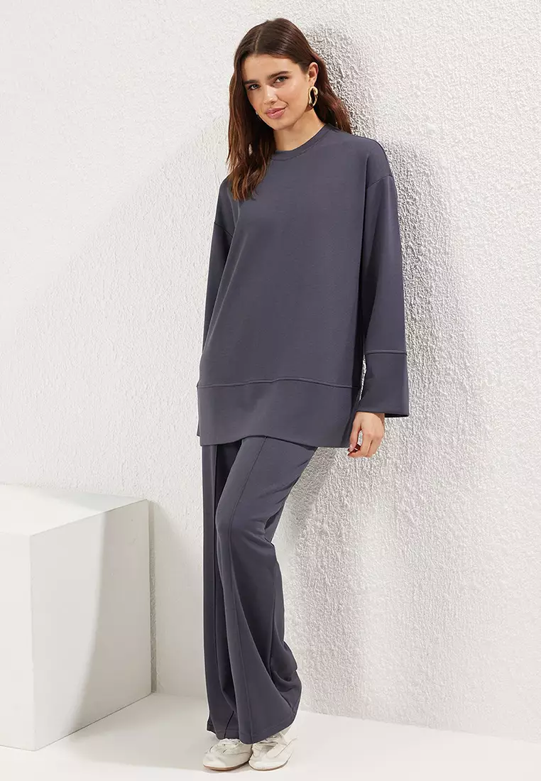 Anthracite Soft Textured Plain Tracksuit TCTSS25EN00005