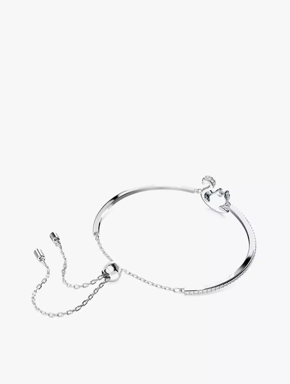 Swarovski Iconic Swan Bangle, Swan, Blue, Rhodium Plated - M - Blue