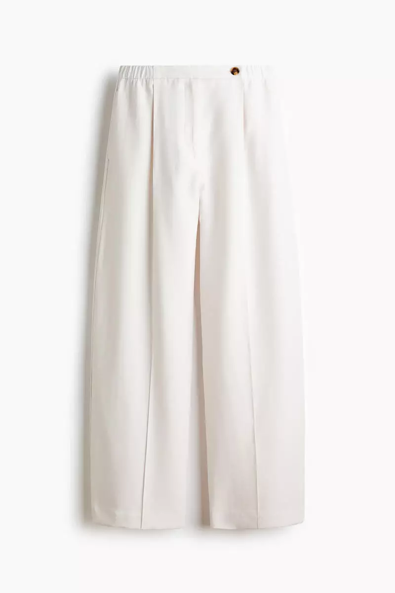 Crease-leg barrel trousers