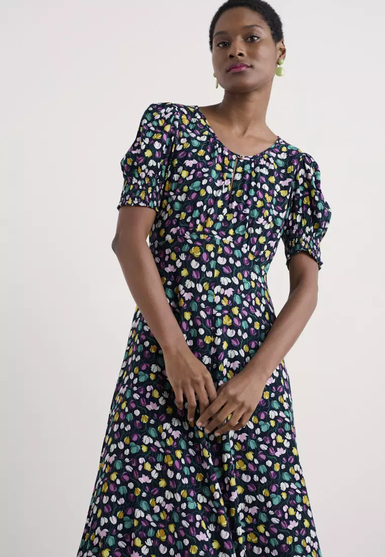 Seasalt Cornwall Multi Marsh Violet Short Sleeve Empire Line Dress