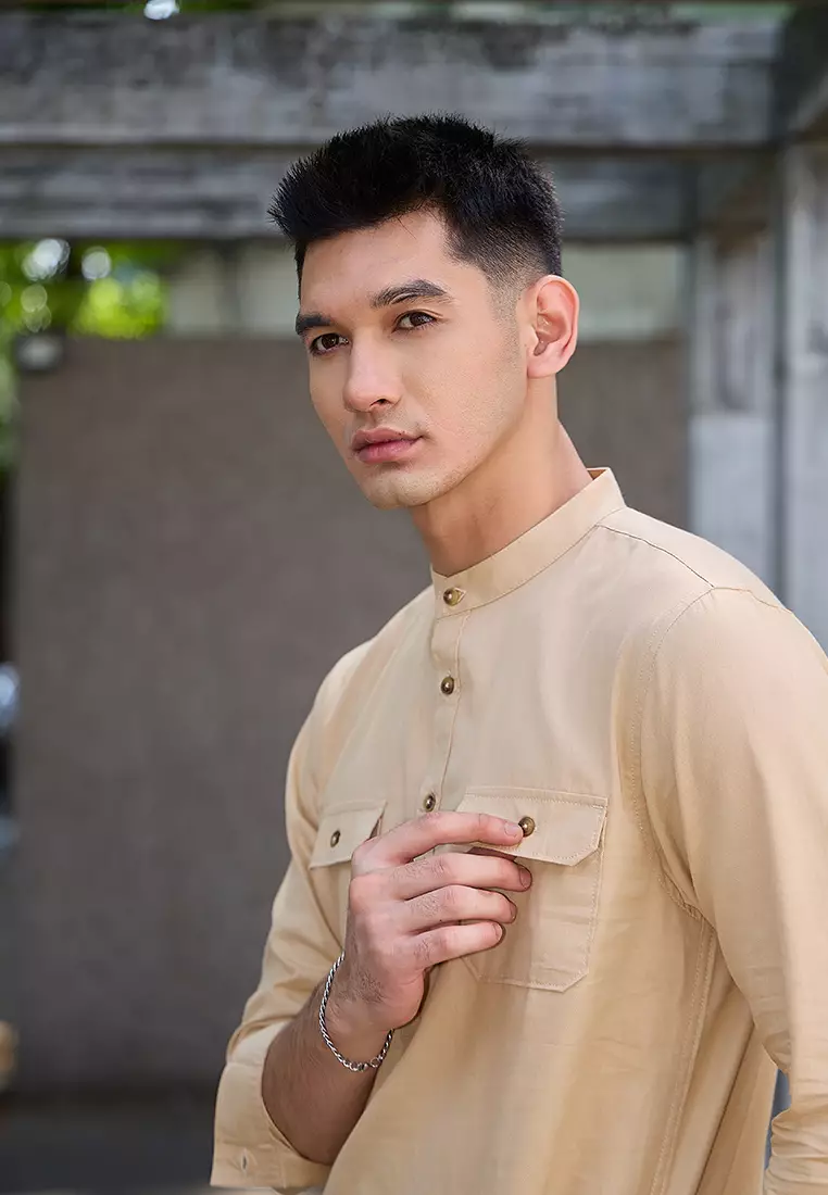 Kemeja koko Collarless shirt OXCON GHAISAN Cream