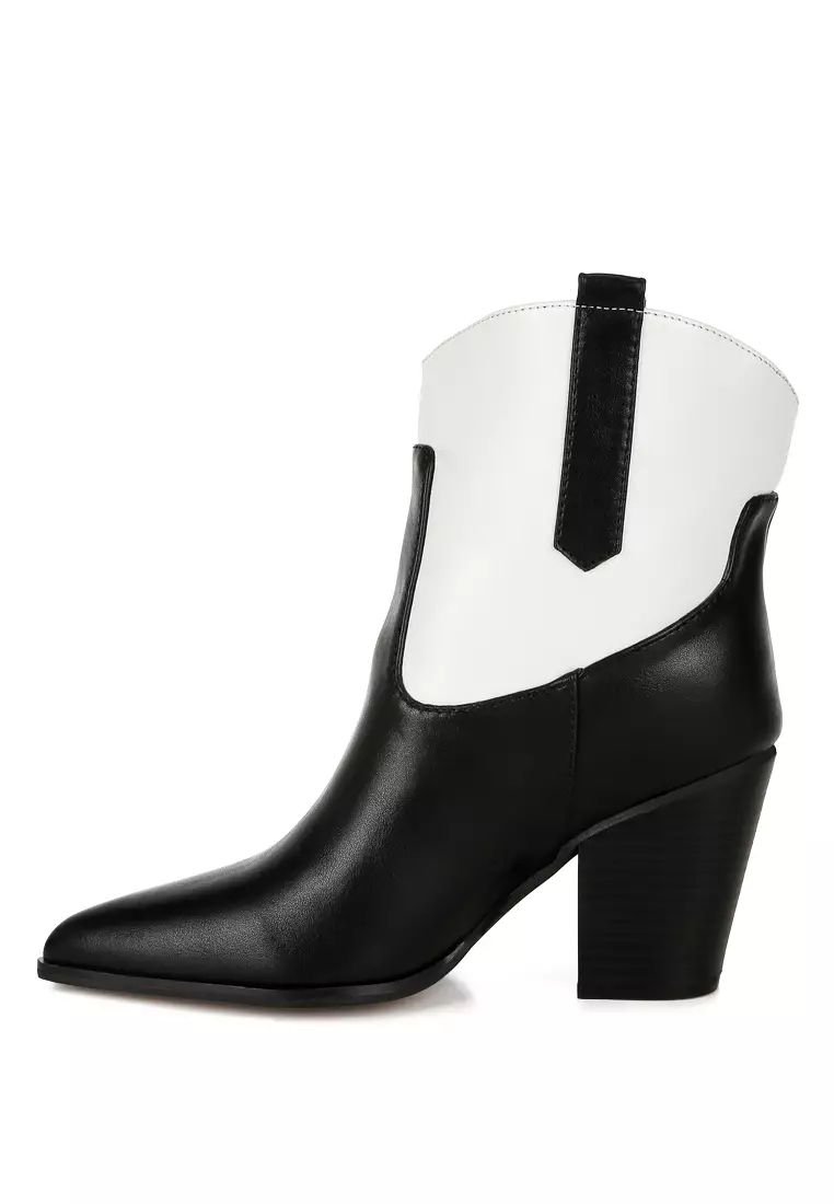 Sepatu bot koboi dua warna hitam/putih