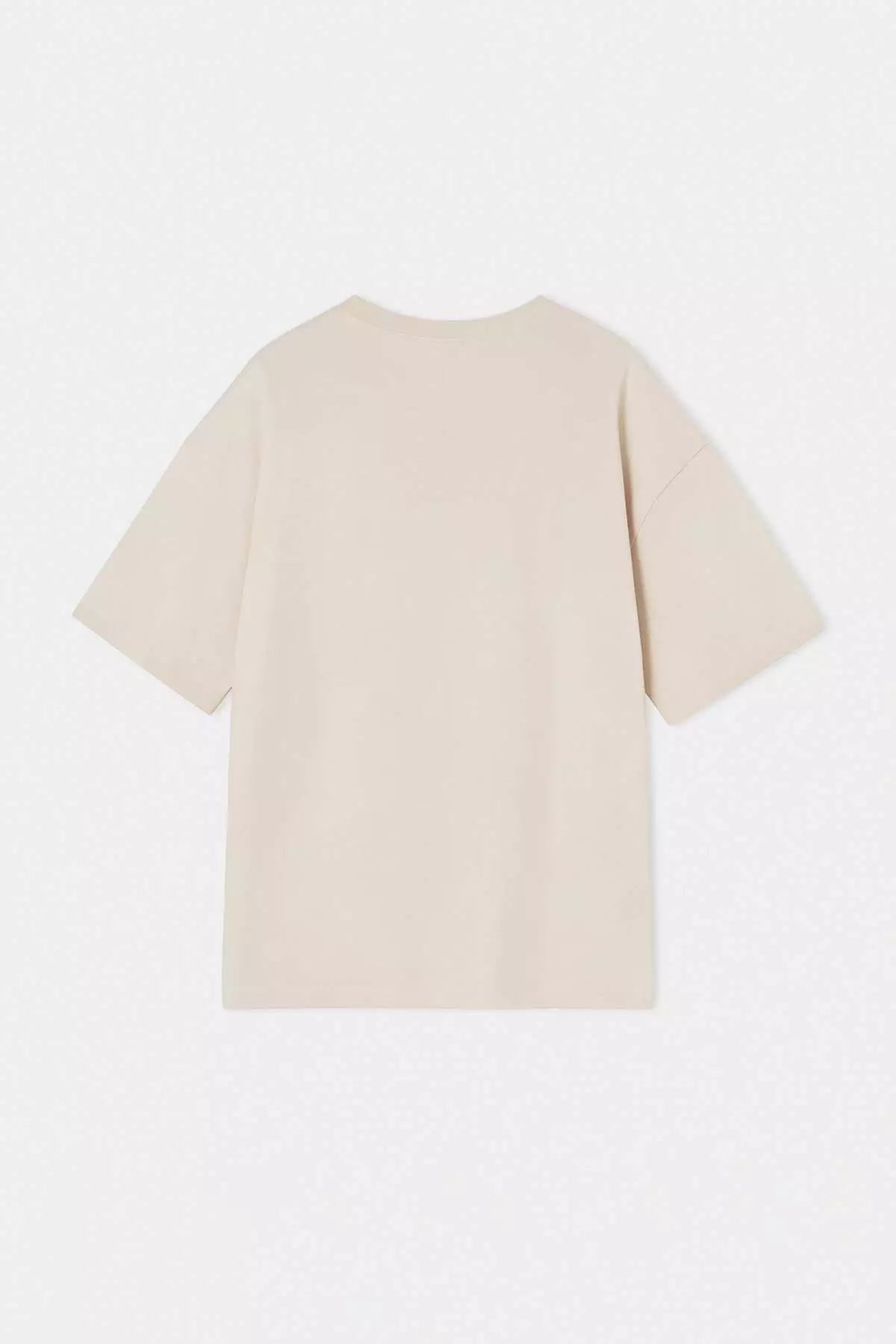 Beige Oversize/Wide Cut Printed 100% Cotton T-Shirt Tmnss26Ts00053