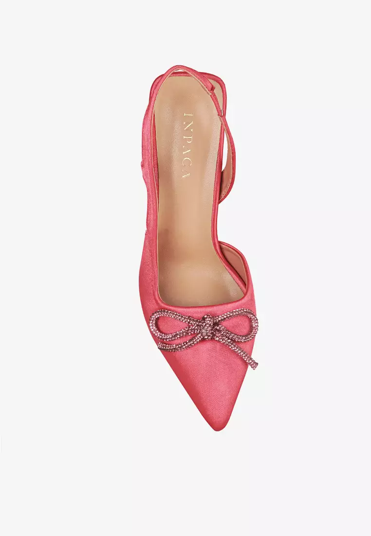 Velle Satin Party Heels with Crystal Bow