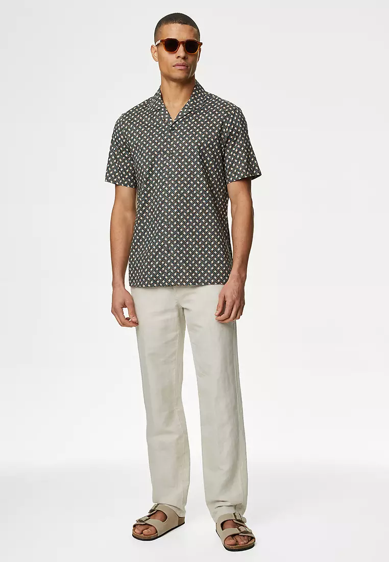 Pure Cotton Cuban Collar Shirt