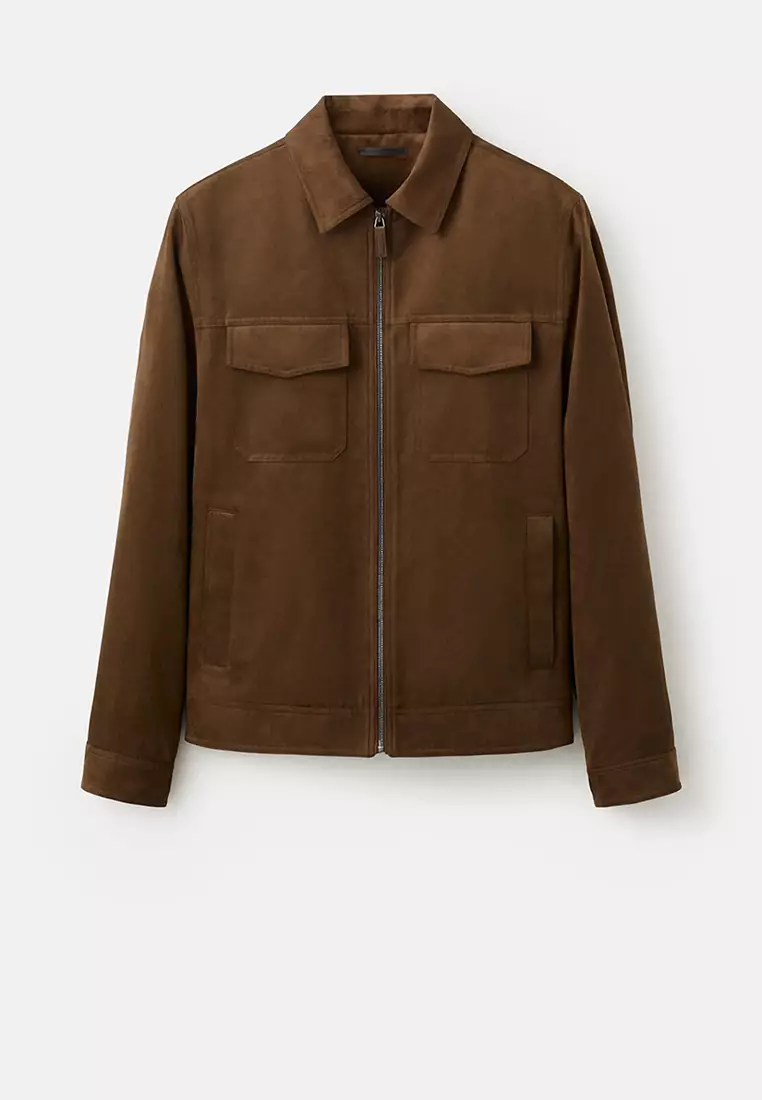 Suede-Effect Jacket with Pockets