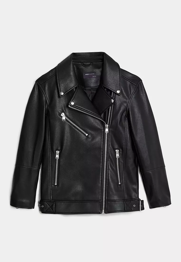 Faux Leather Girlfriend Biker Jacket