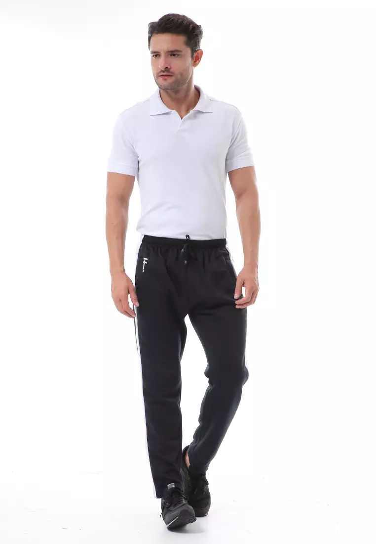 Nemanja Celana Panjang Pria Training Olahraga Motif List Material BabyTerry ORIGINAL - Black