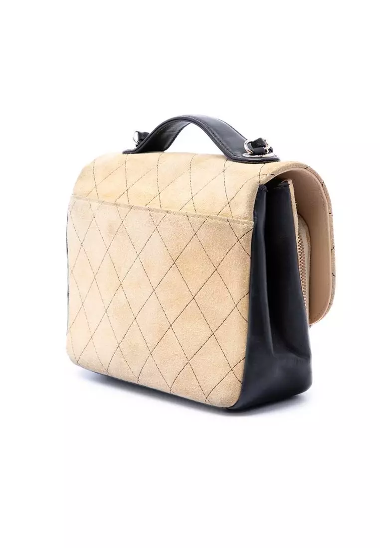 Pre-Loved Chanel Medium Cc Quilted Suede Business Affinity Flap