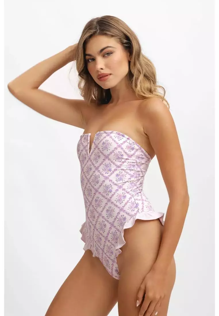 Lily Ruffled One Piece Swimsuit / Lavender Tea Final Sale