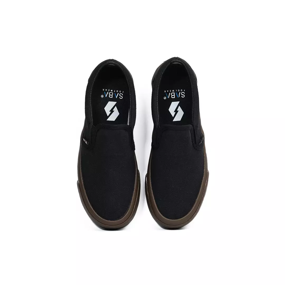 SABA Vintage All Black Dark Gum LX - Sepatu Sneakers Casual Pria Wanita