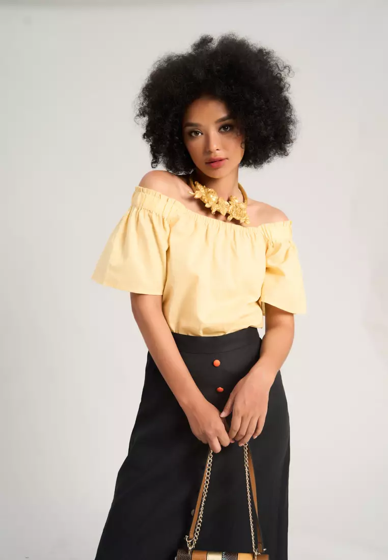 Lemony Off-Shoulder Top