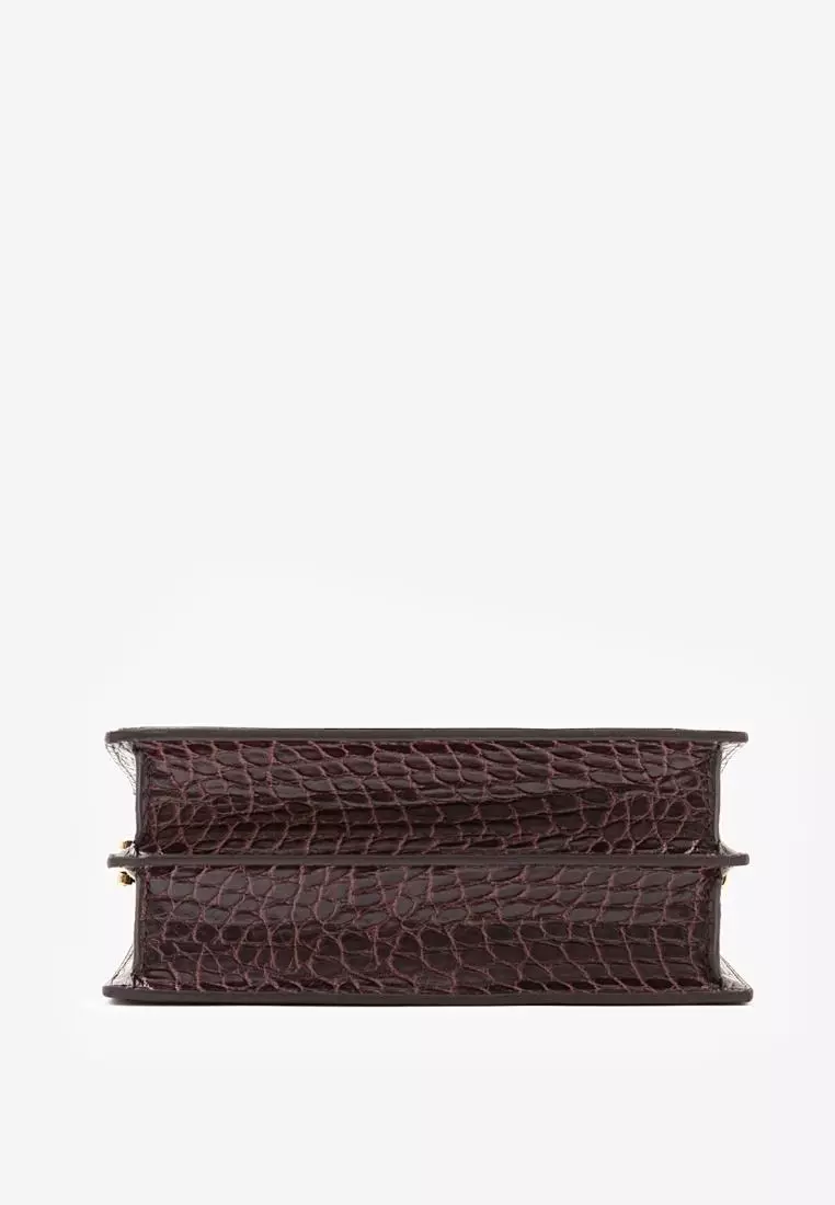 JW Pei Mini Flap Bag Brown Croc