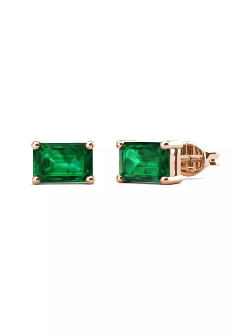 [ EMERALD COLLECTION ] Rectangle Stud Emerald Earring RG S295 - Anting Emerald S925 by Her Jewellery