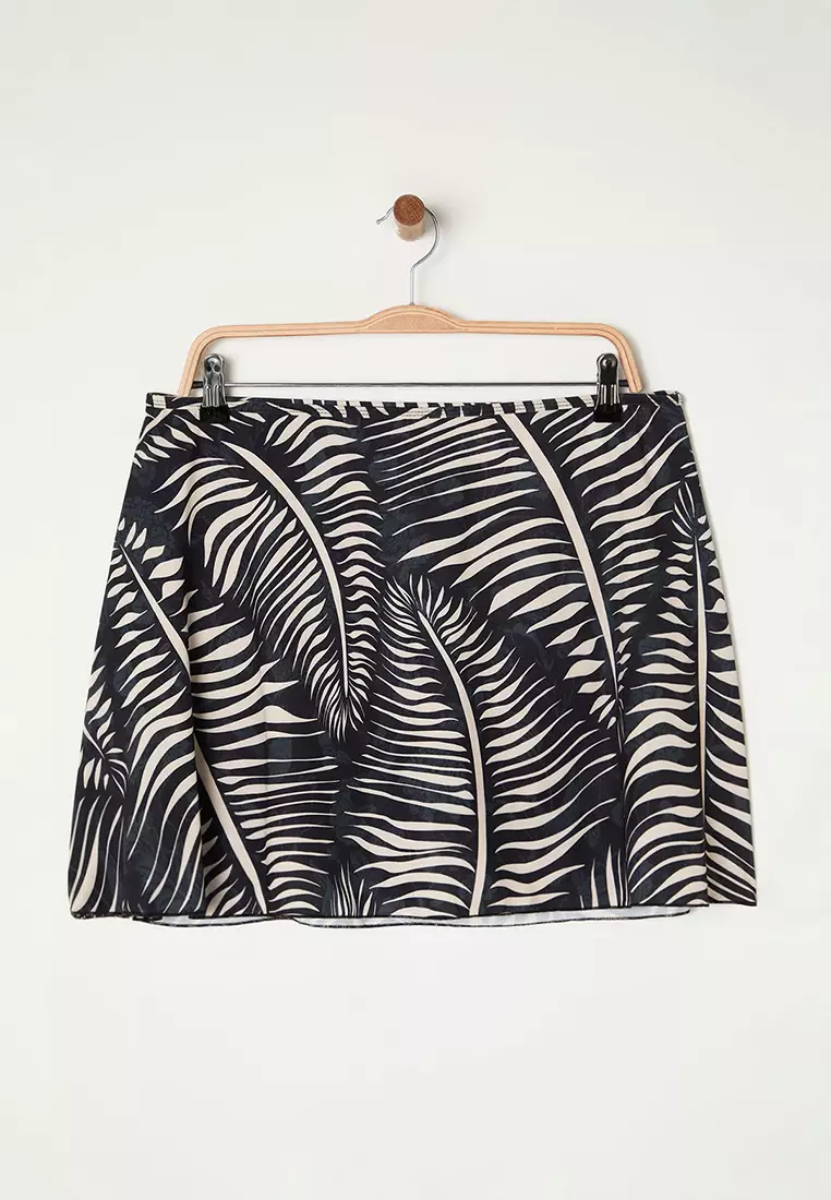 Multicolored Short Skirt Mini Tropical Patterned Plus Size Bikini Bottom TBBSS23CR00015