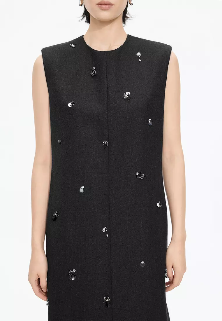 [Cocktail] Blend 3D Pattern X-line Sleeveless Dress