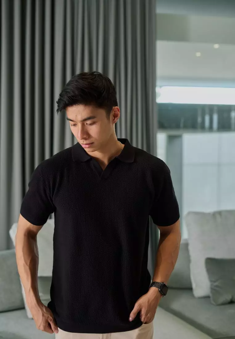 Kale Richard Black / Polo Shirt rajut premium berbahan dasar cotton wool
