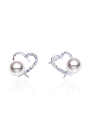 A.Excellence silver Premium Japan Akoya Sea Pearl  6.75-7.5mm Heart Earrings 43796AC36E418FGS_1