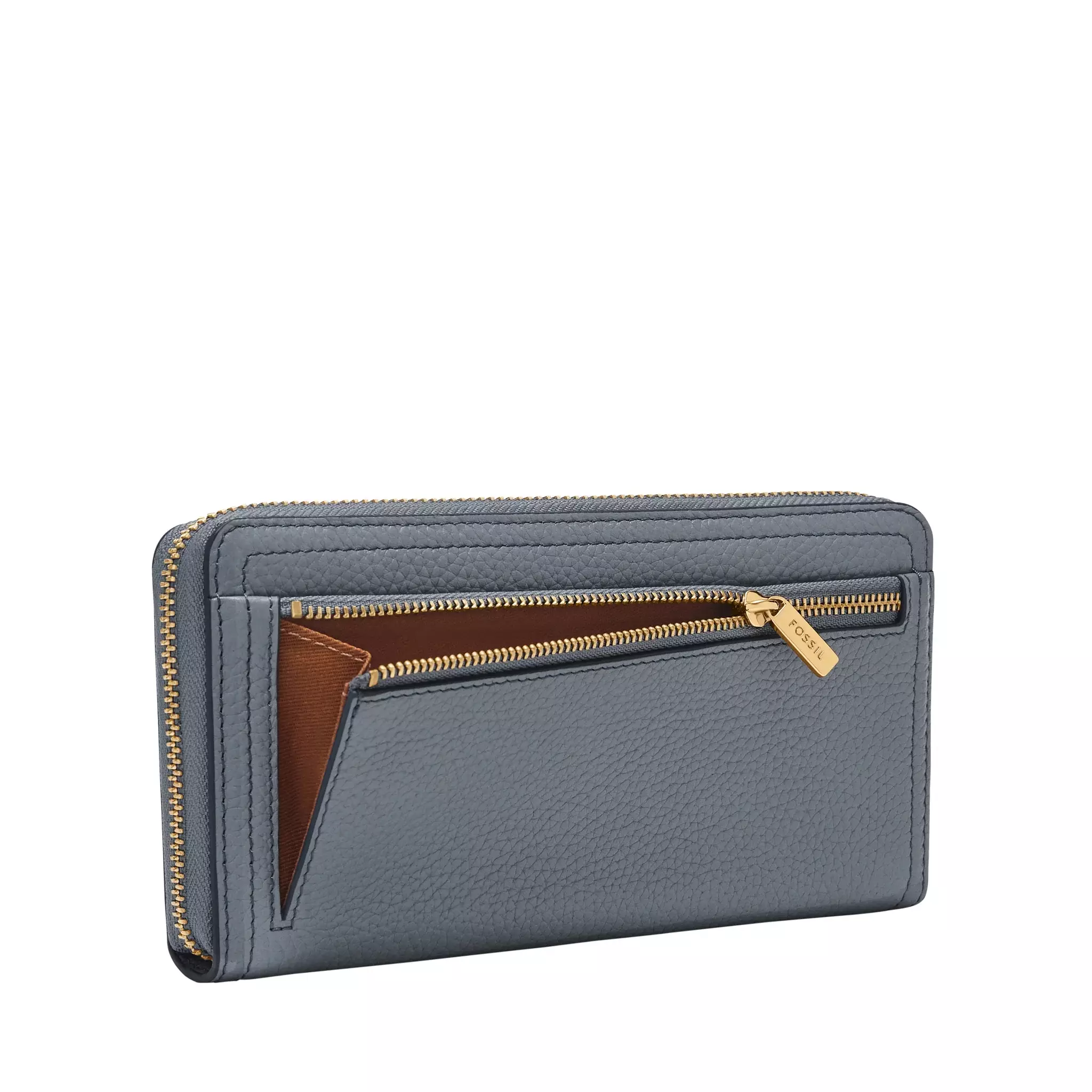 Fossil Logan RFID Zip Around Clutch Nostalgia Blue Dompet Wanita SL7831-450