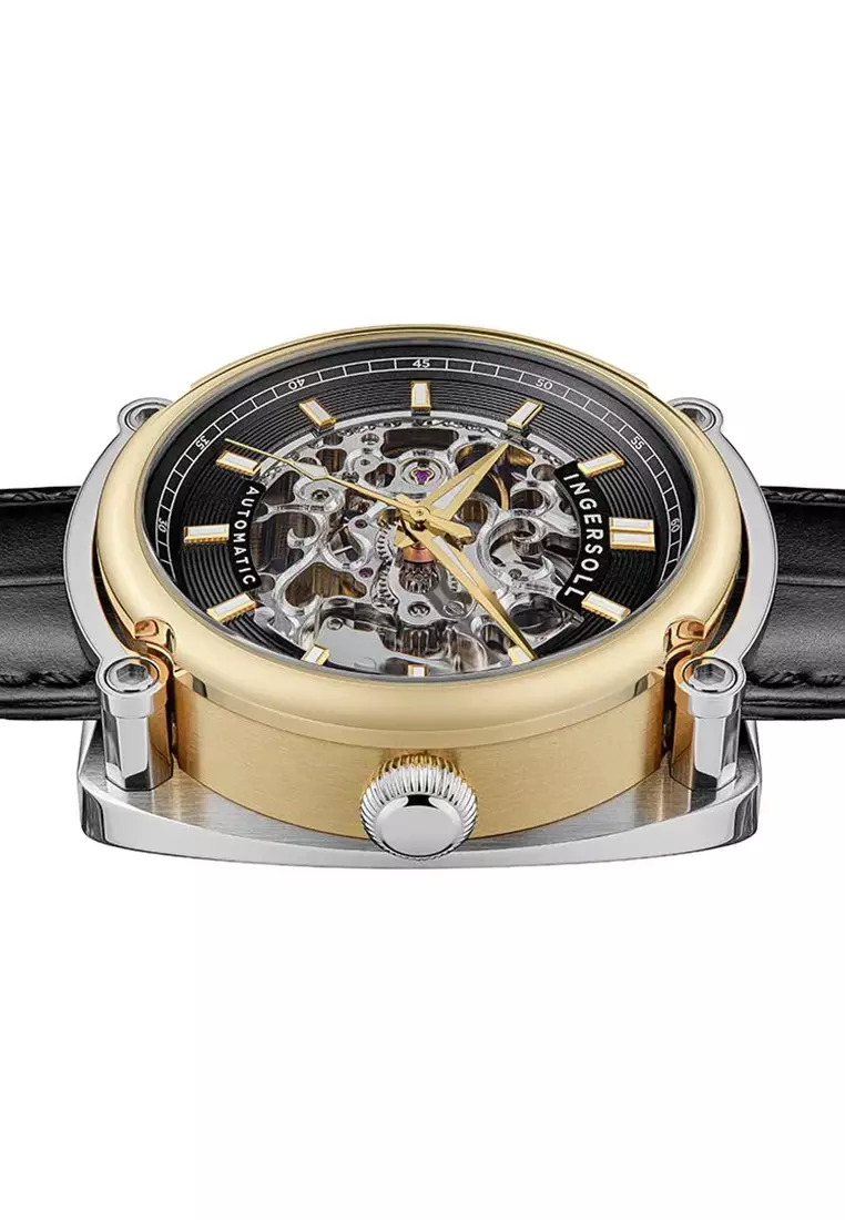 Ingersoll Michigan Black Leather Analog Automatic Watch For Men INI13301