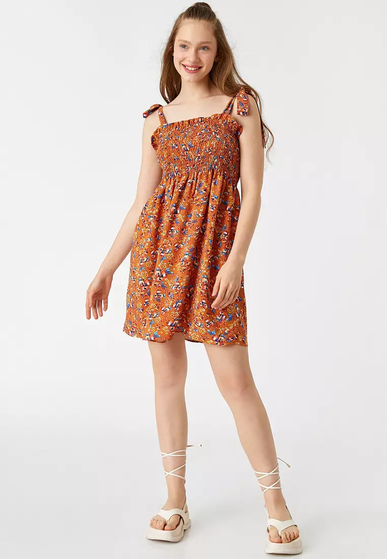 Floral Mini Dress with Thin Straps