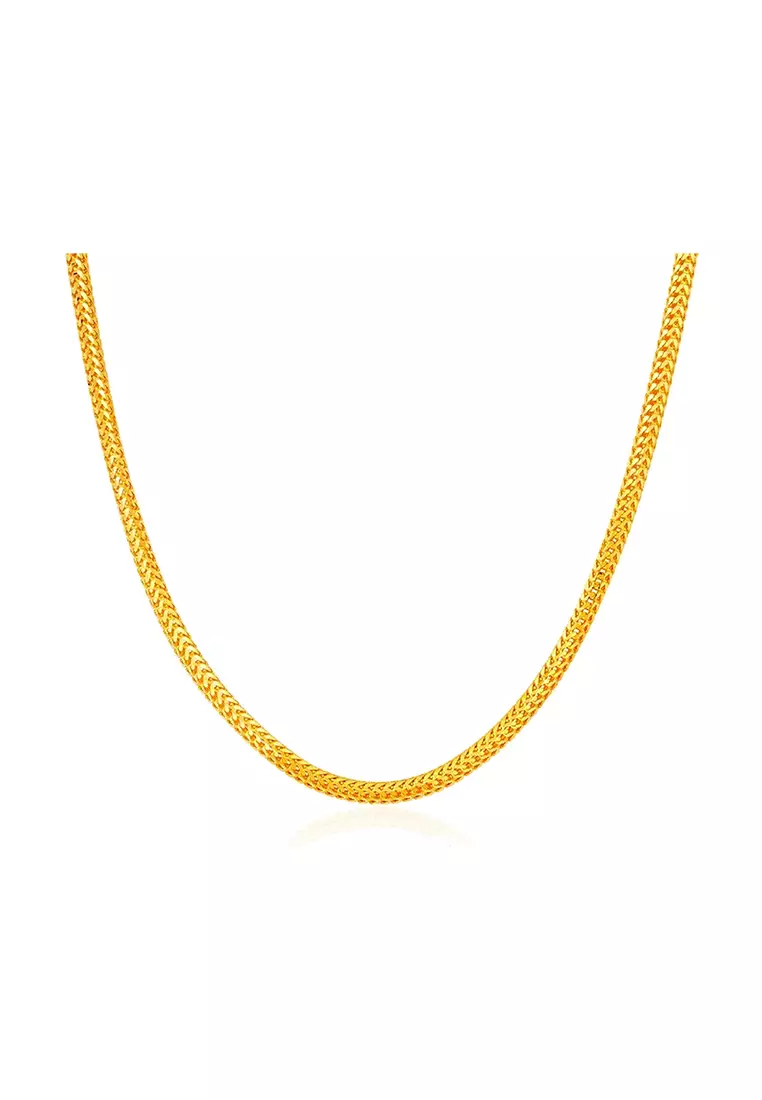 916/22K Gold Mesh Chain Necklace R033 (1MM, 52CM)