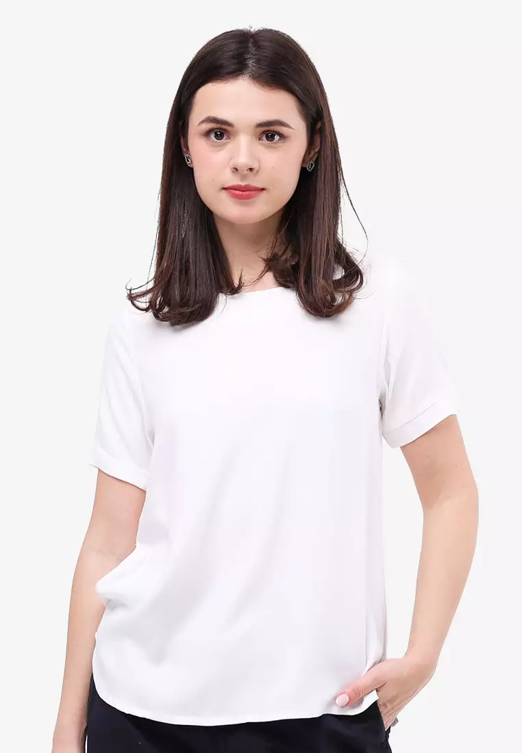 Buy Crissa Plain Bold Twill Short Sleeves Blouse 2024 Online | ZALORA ...