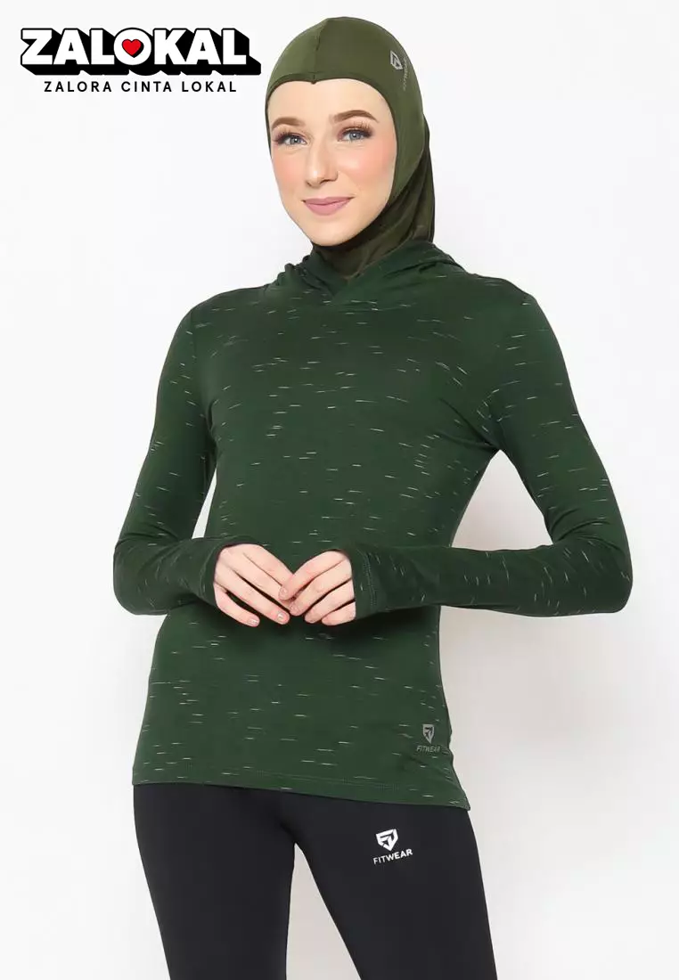 Fitwear - Kaos Olahraga Wanita ATALIA BASIC HOODIE LS - BOTTLE