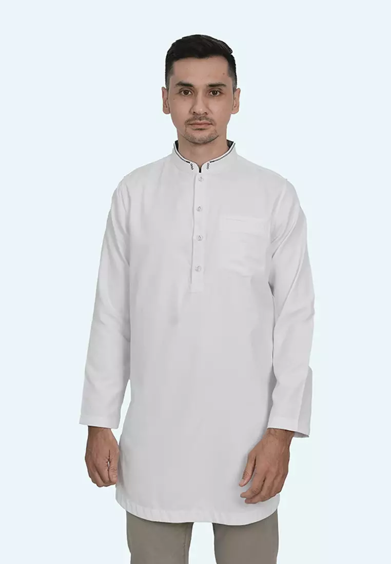 LGS - Kemeja Koko Pria - Reguler Fit - Kerah Shanghai - Putih - Lengan Panjang - CSH.283.S2071K.444.C-L/S