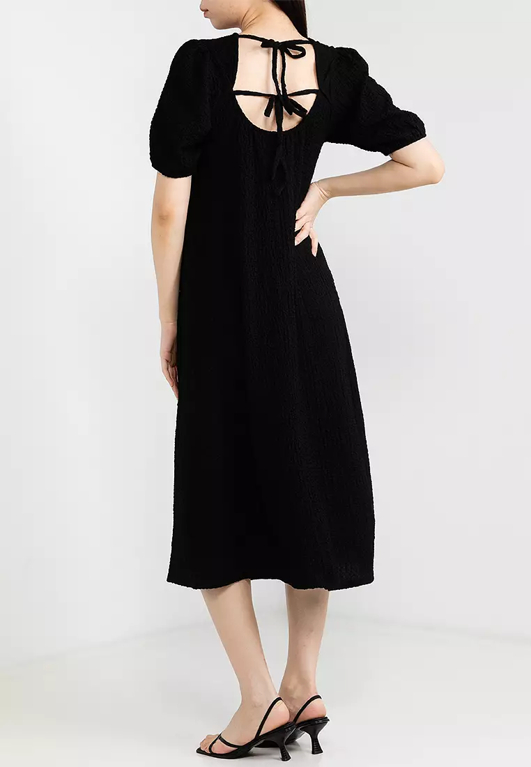 Penni Short Sleeves Open Back Midi Dress