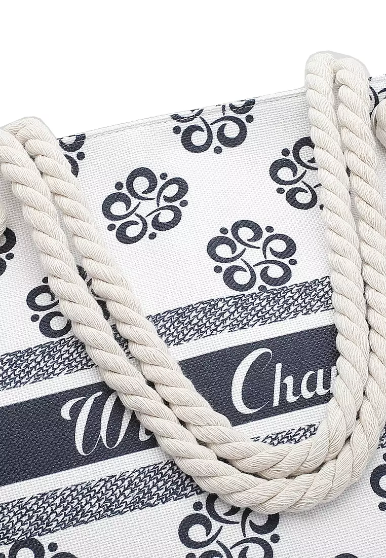 Women's Canvas Tote Bag / Shoulder Bag (Tas Tote Wanita / Tas Bahu Wanita) - Putih