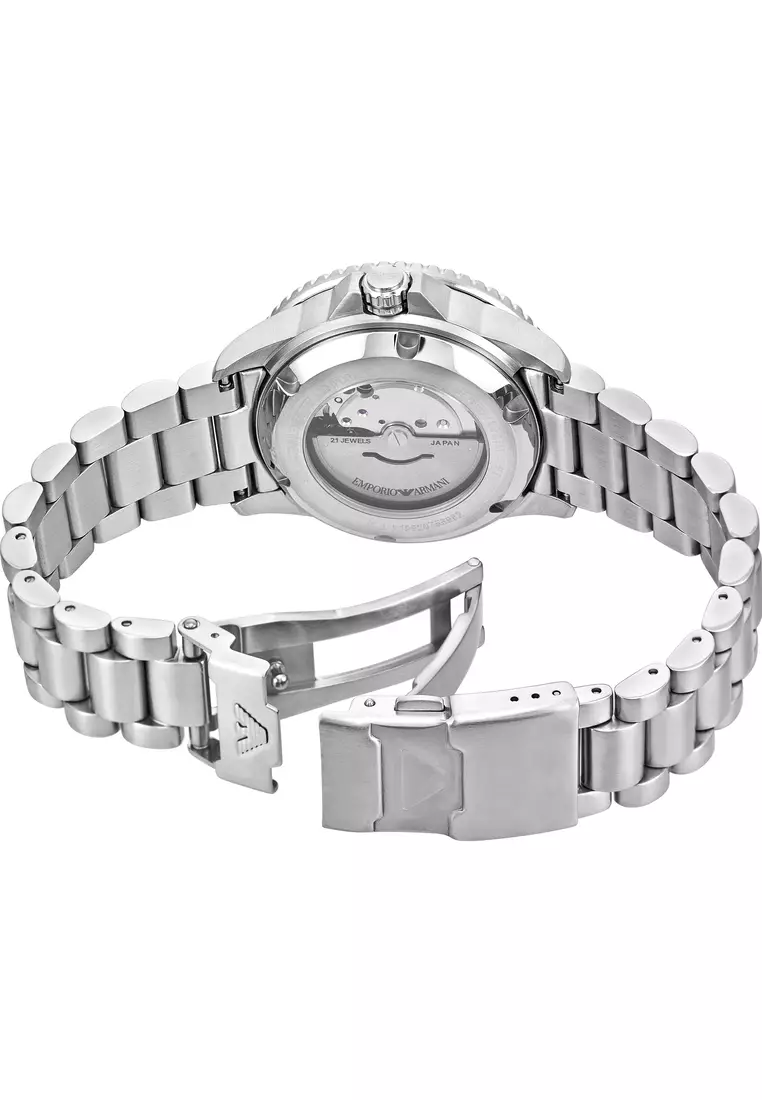 Emporio Armani Men's Analog Watch ( AR60079 ) - Automatic, Silver Case, Round Dial, 22 MM Silver Stainless Steel Band