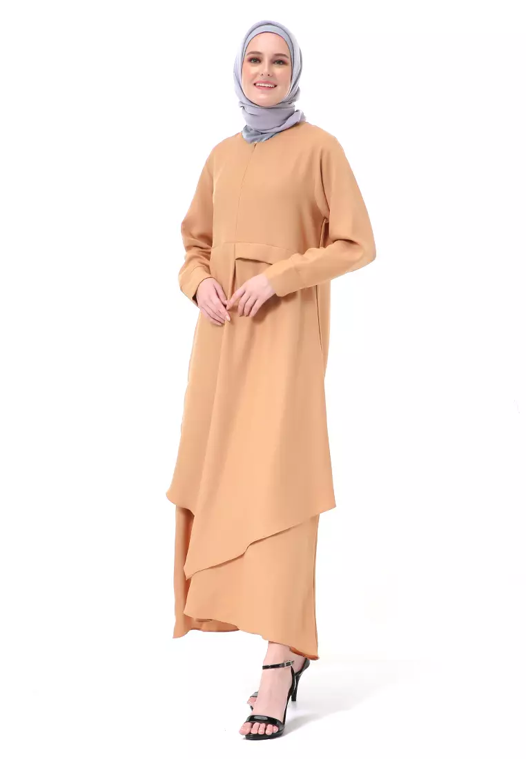 Khalista Gamis Dress Muslimah Lengan Panjang Regular Fit Premium High Quality - Mocca