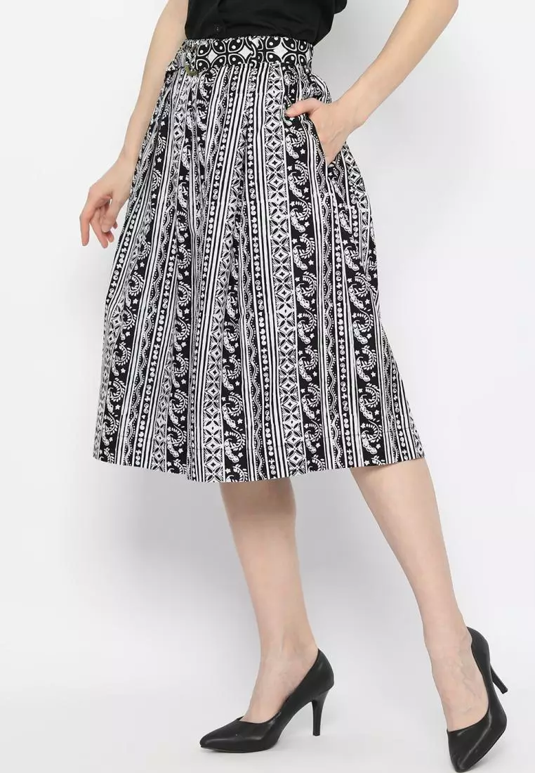 Rok Midi Batik Gita Black