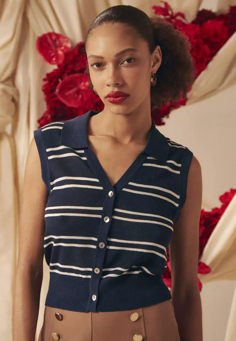 Kaia Striped Collared Top