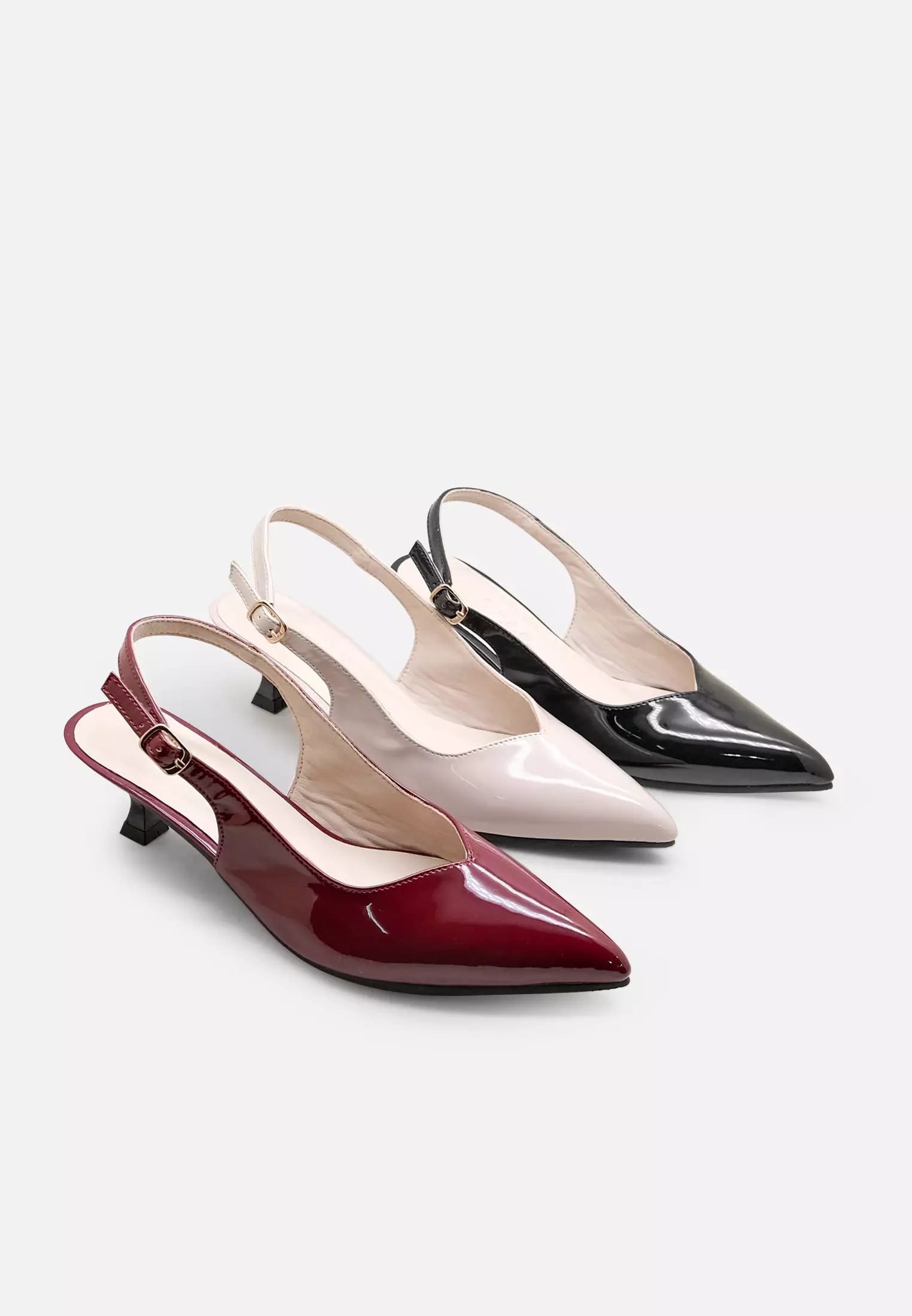 Vanya Pointed Toe Slingback Kitten Heels Wanita