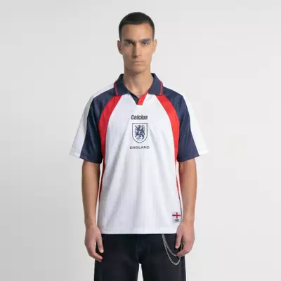 White with Navy and Red