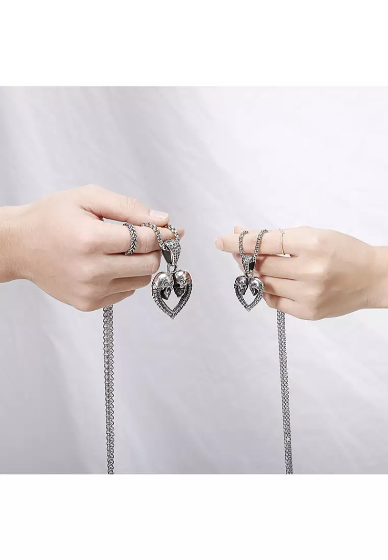 Buy OPCHIC Couple's Double Skull Heart Chain 2025 Online