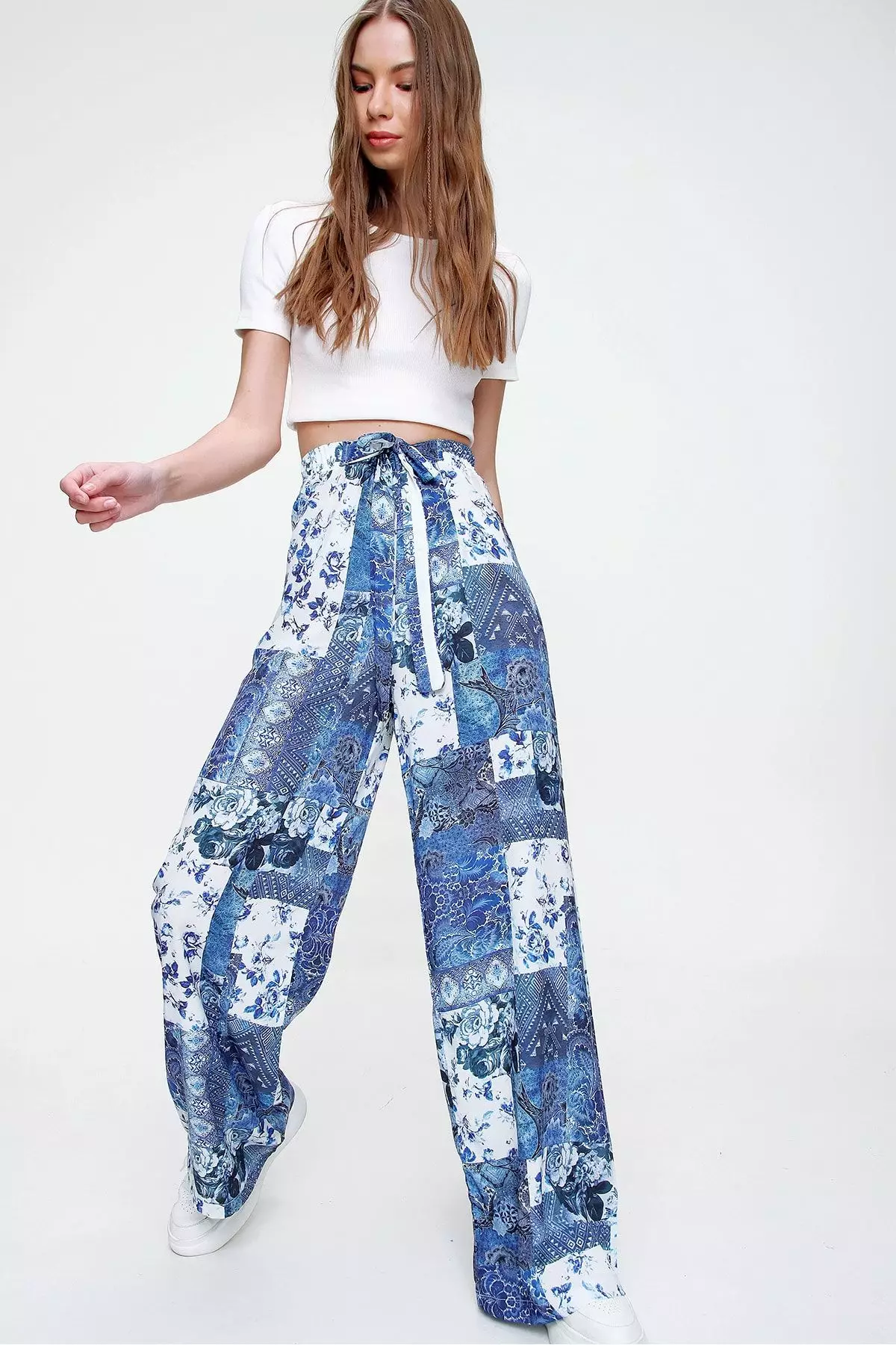 Patterned Casual Cut Trousers