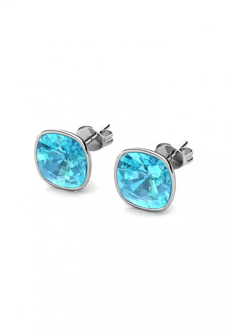 Amethyst Earring Aquamarine - Anting Crystal Swarovski by Her Jewellery