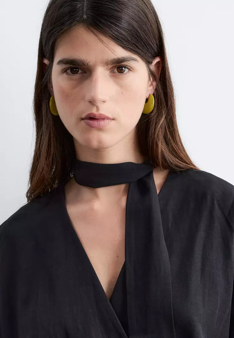 Scarf-Detail Wrap Mini Dress
