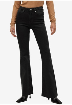 fit and flare black pants