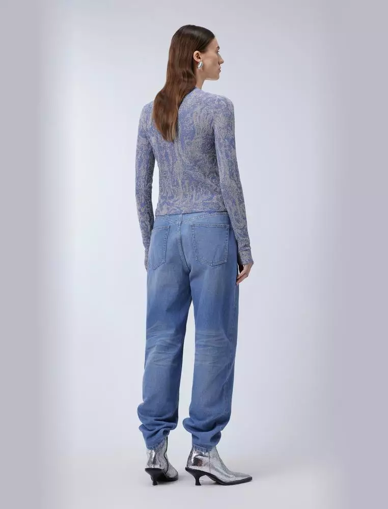 Fitted Denim Long Pants