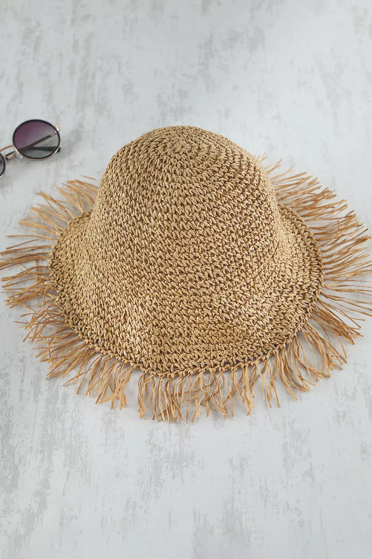 Beige Tassel Straw Women's Hat TBESS25SP00000