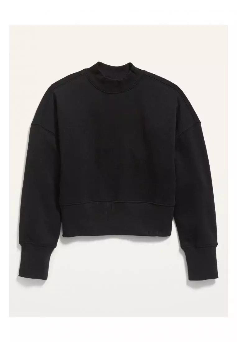 Cropped Oversized Sweatshirt in Washed Black