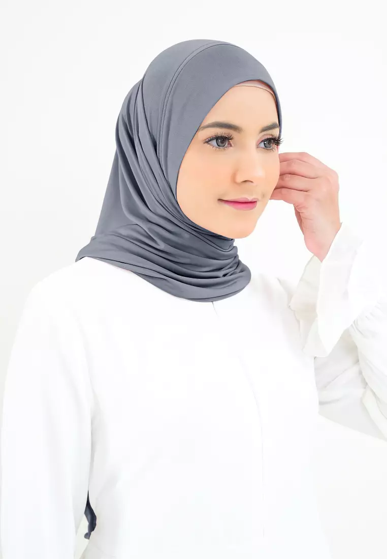 Cotton Bee - Hijab Segitiga Instan Syahira Jersey - Dark Storm